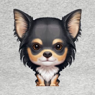 Tricolor Long Coat Chihuahua T-Shirt